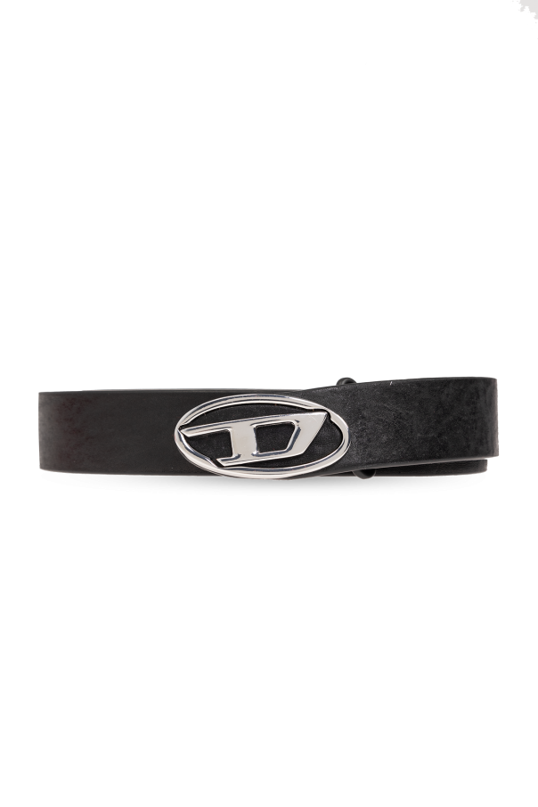 Black 'OVAL D LOGO B-1DR-LAYER' leather belt Diesel - Vitkac AS